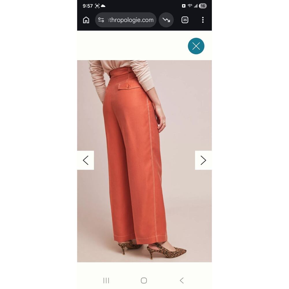 Anthropologie Conclave Trousers Rust Wide Leg Pants New 2 - Picture 2 of 12